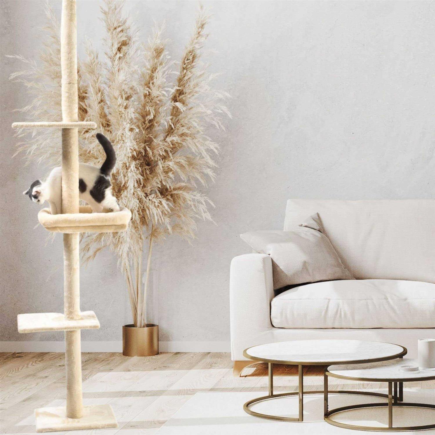 Cat Craft 4-Level carpeted Adjustable Floor to Ceiling climbing & perch Cat Tree with bolstered Cat Bed - Nail Gallerys