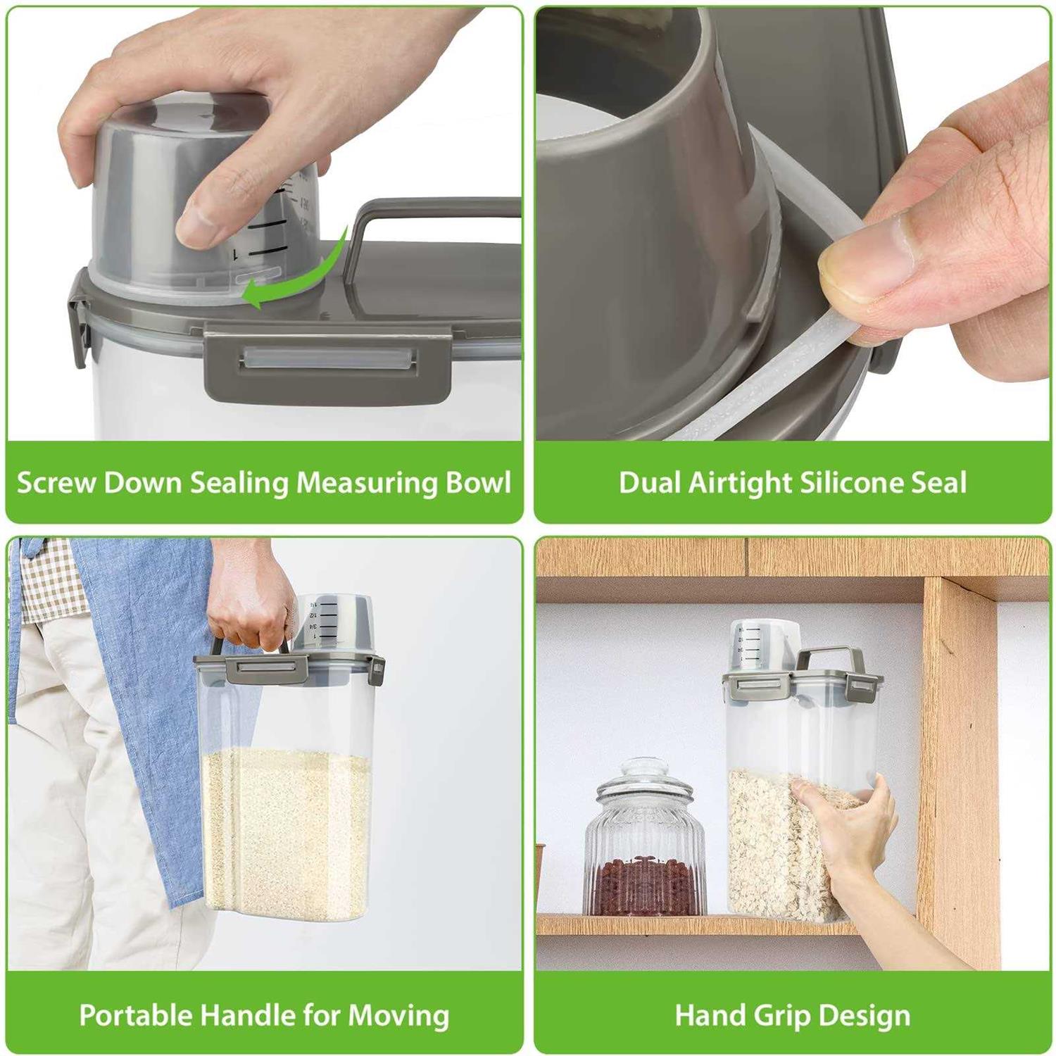 Viretec Rice Airtight Storage Container 3 to 5lbs Cereal Dry Food Flour Bin - Nail Gallerys