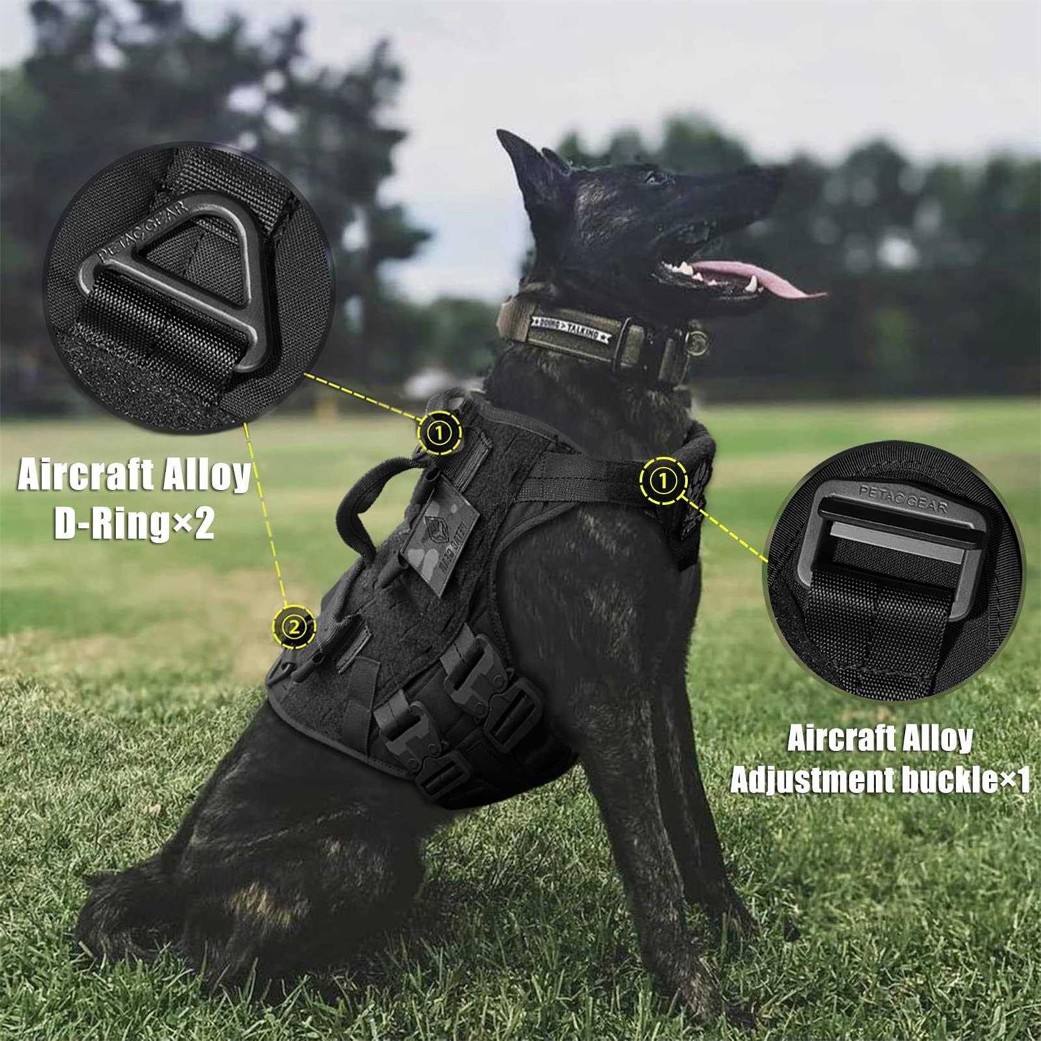 PETAC GEAR Tactical Dog Harness K9 Dog Training Vest Adjustable Padded Police Service Dog Working MOLLE Vests for Large Medium Dogs Mals GSD Lab - Nail Gallerys