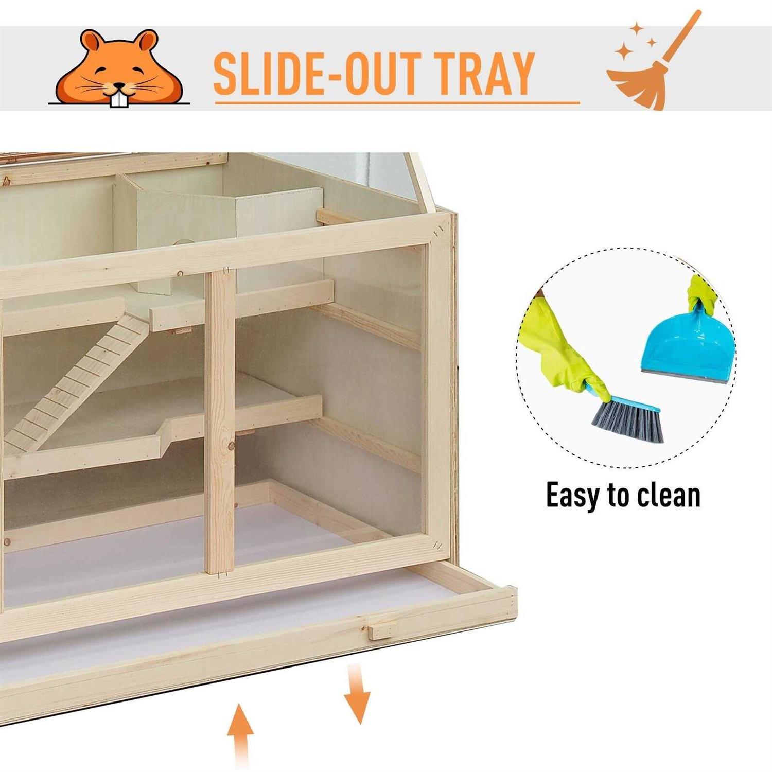 PawHut Extra Large Wooden Hamster Cage, Gerbil Cage, and Other Small Animal Habitat - Nail Gallerys