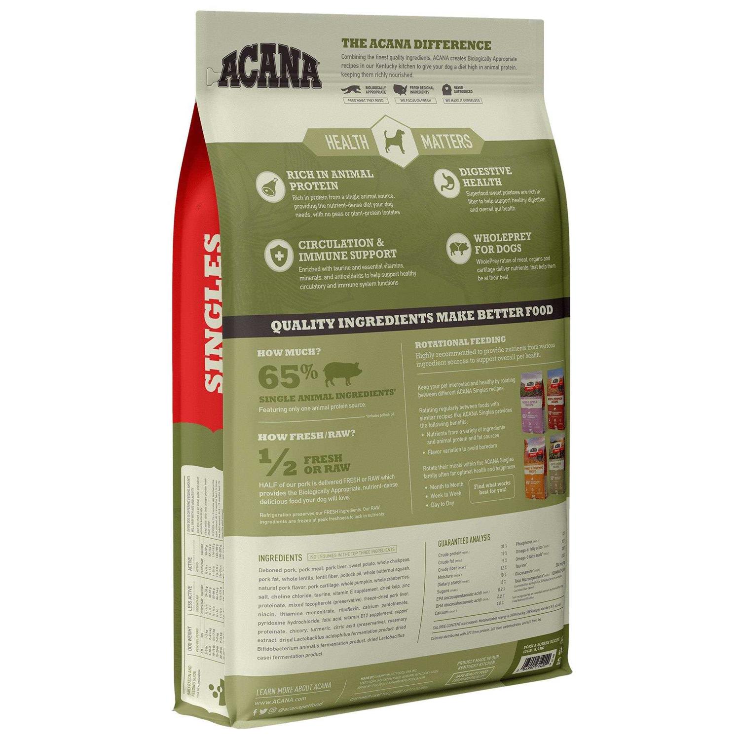 ACANA Singles Limited Ingredient Diet Pork & Squash Recipe Grain-Free Dry Dog Food, 22.5-lb bag - Nail Gallerys