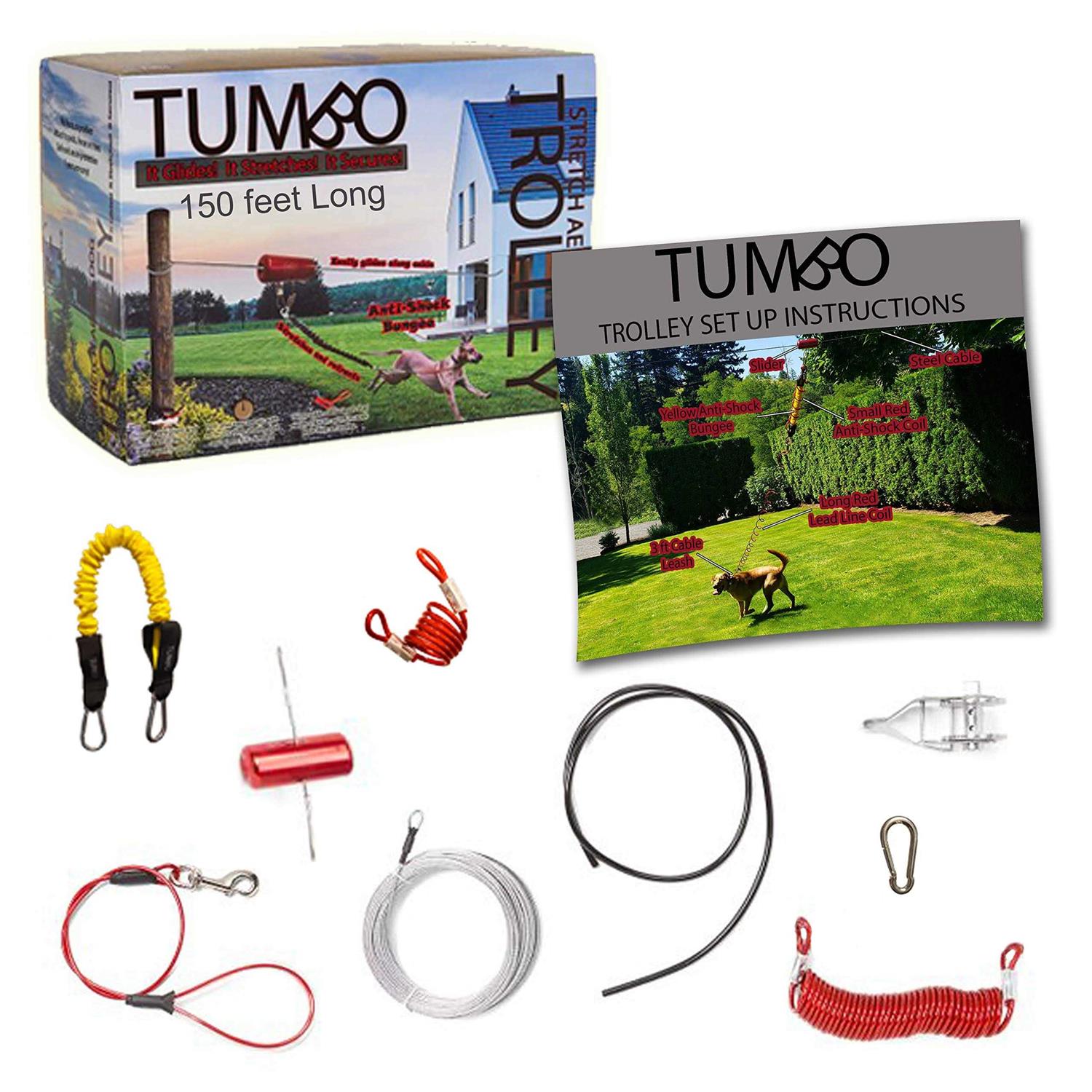 Tumbo Trolley Anti-Shock Aerial Dog Runner for Yard Small and Large Dog - Nail Gallerys
