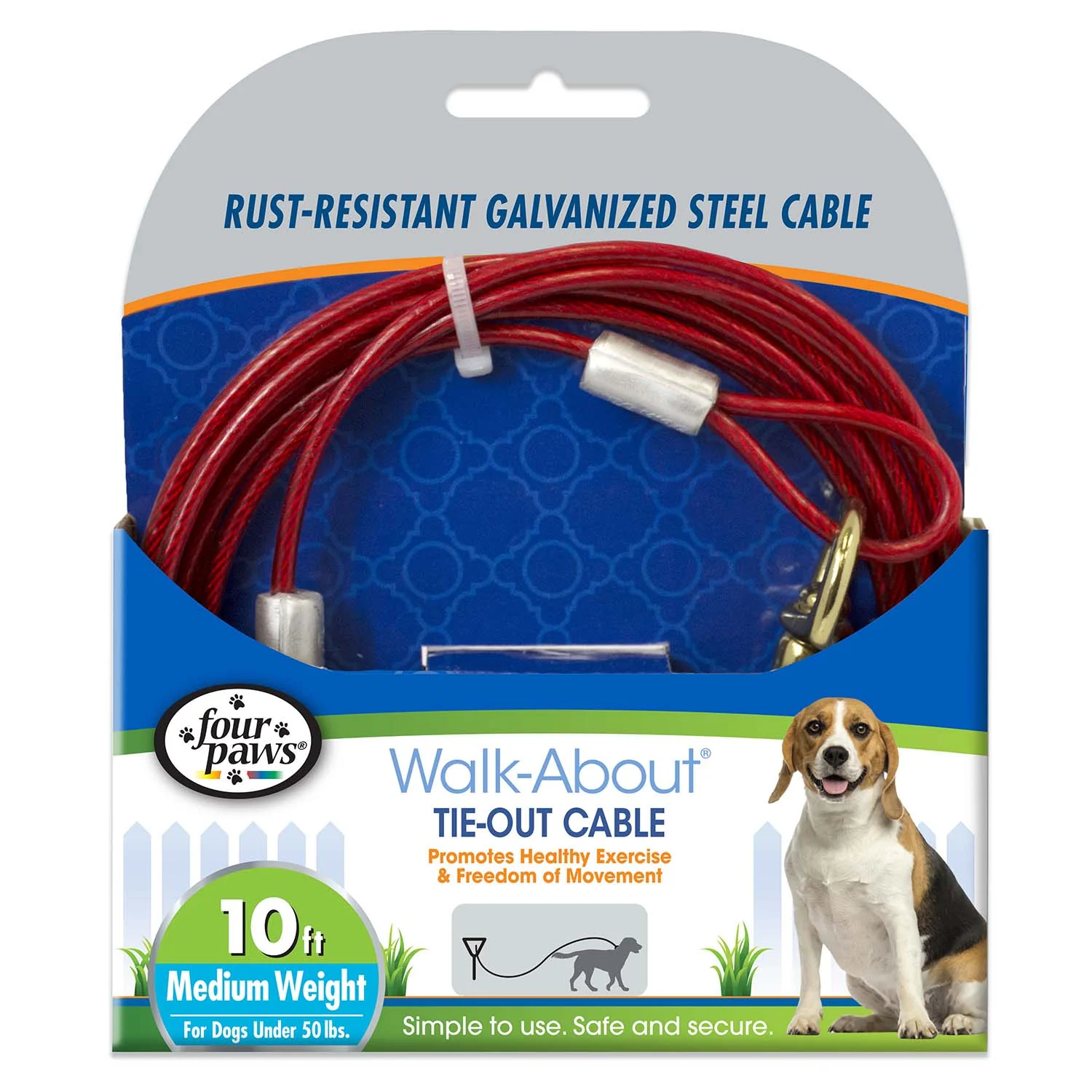 Medium Weight Dog Tie Out Cable, Red - Nail Gallerys