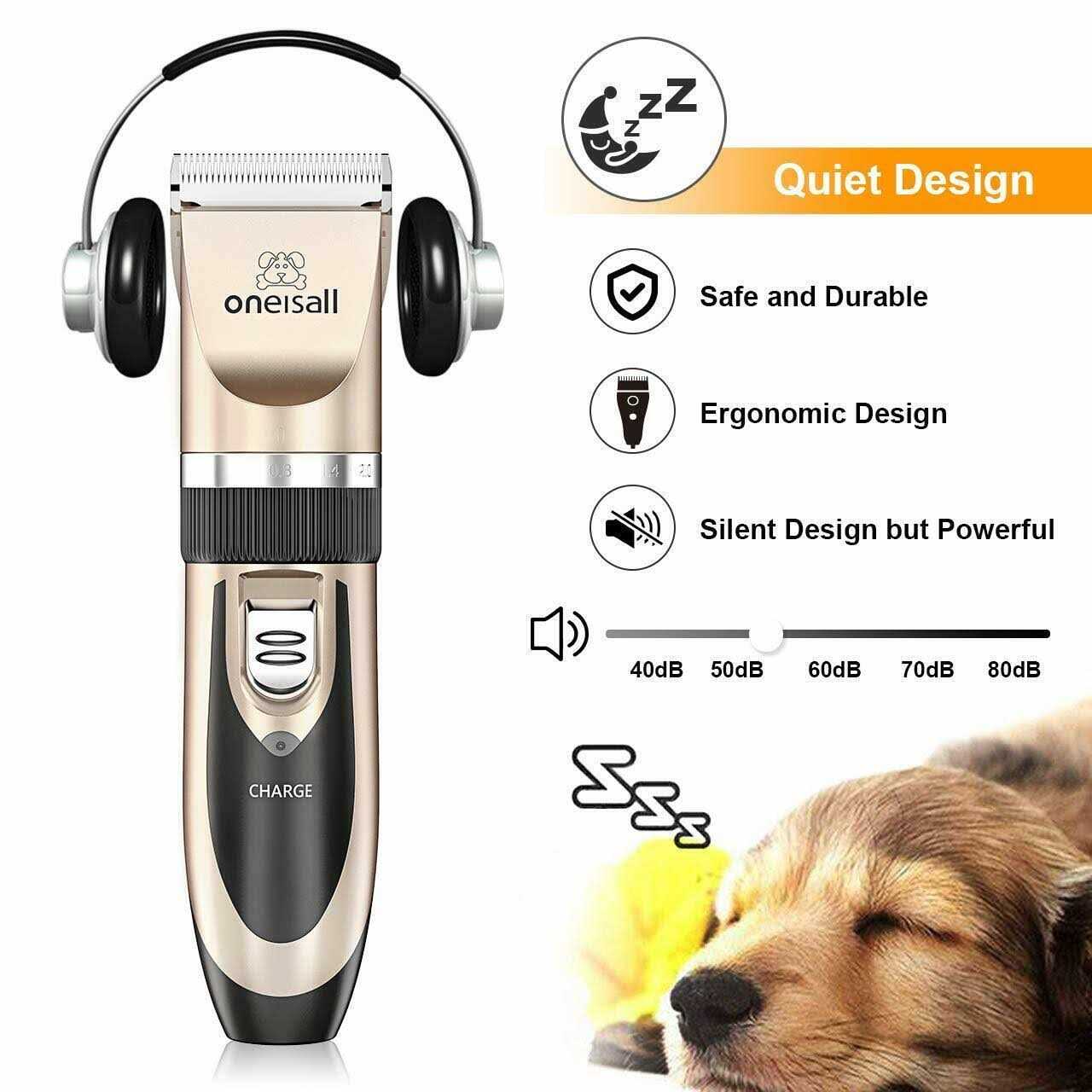 oneisall Dog Shaver Clippers Low Noise Rechargeable Cordless Electric Quiet Hair Clippers Set for Dogs Cats Pets - Nail Gallerys