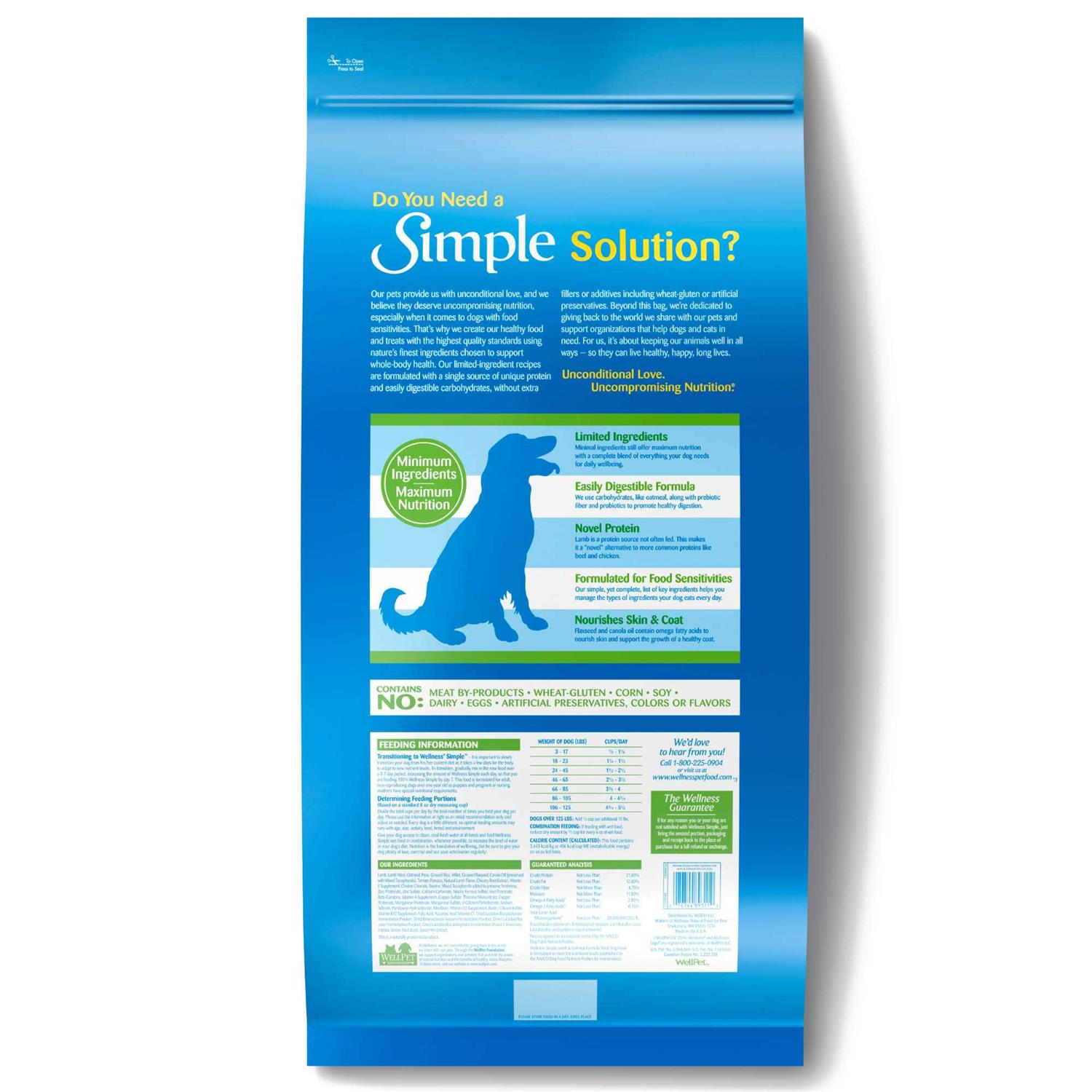 Wellness Simple Limited Ingredient Diet Lamb & Oatmeal Formula Dry Dog Food - Nail Gallerys