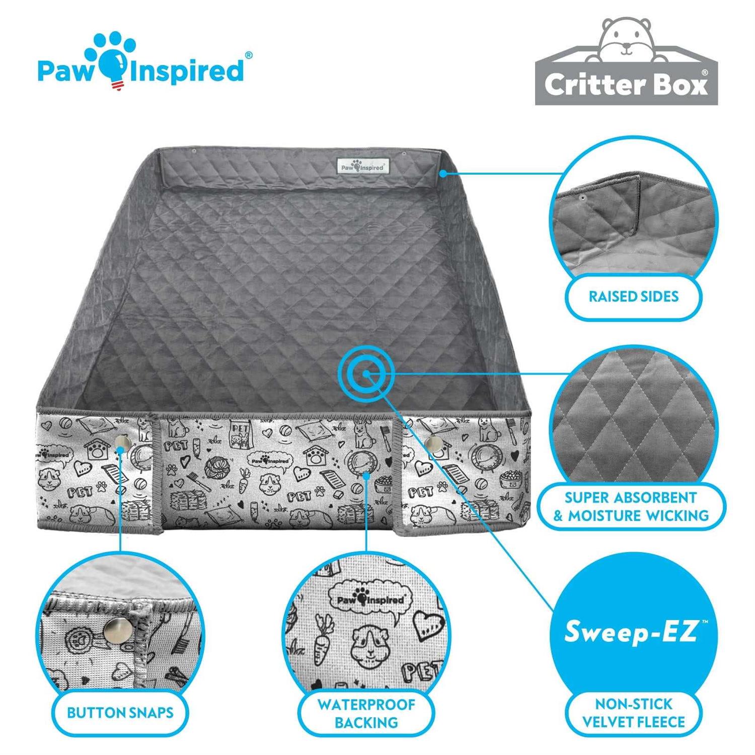Paw Inspired Critter Box Washable Fleece Guinea Pig Cage Liner & Bedding with Raised Sides - Nail Gallerys