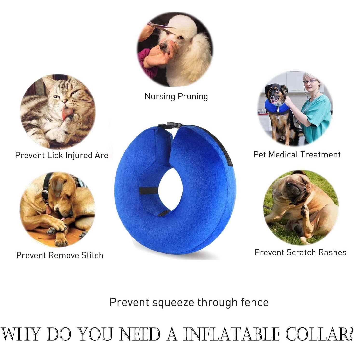 Cowin Protective Inflatable Cone Collar for Dogs and Cats Soft Pet Recovery E-Collar Cone Small Medium Large Dogs - Nail Gallerys