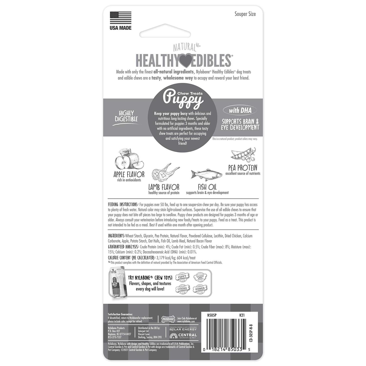 Nylabone Healthy Edibles Puppy Natural Long Lasting Dog Chew Treats Lamb Apple - Nail Gallerys