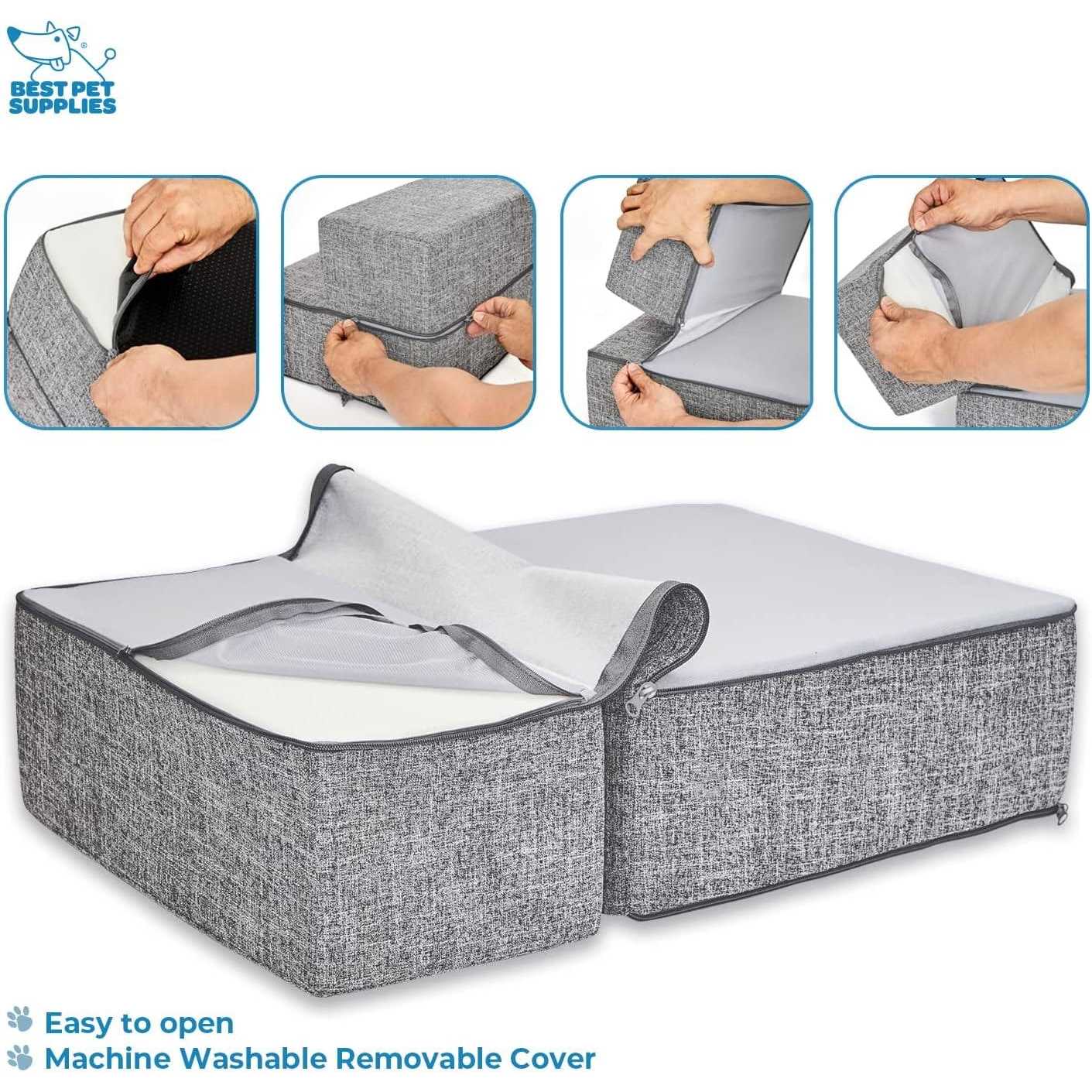 Foldable Pet Steps/Stairs with CertiPUR-US Certified Foam by Best Pet Supplies - Nail Gallerys