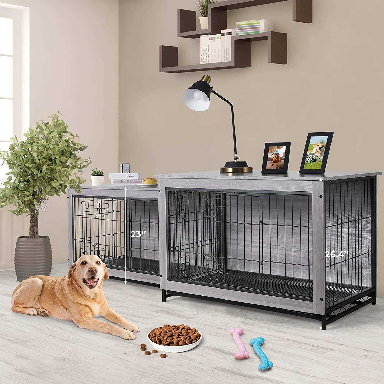 Arlopu Dog Crate Furniture Wooden End Table Indoor Dog Kennel - Nail Gallerys