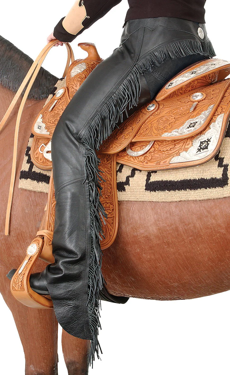 Smooth Leather Chaps with Fringe - Nail Gallerys
