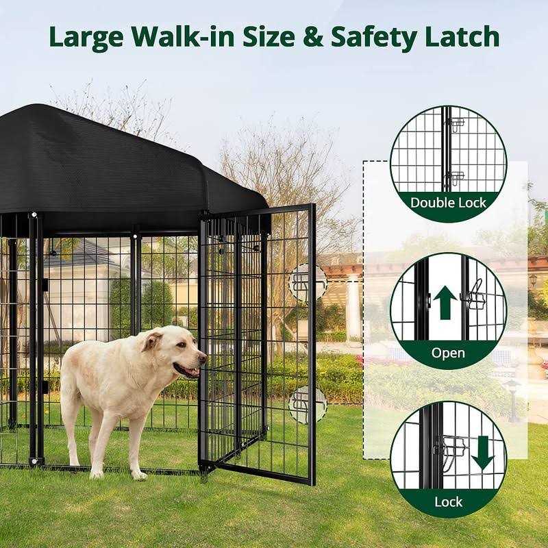 PawGiant Dog Kennel Outdoor Dog House with Roof Waterproof Cover for Medium to Small Dog Outside 4ft x 4ft x 4.5ft - Nail Gallerys