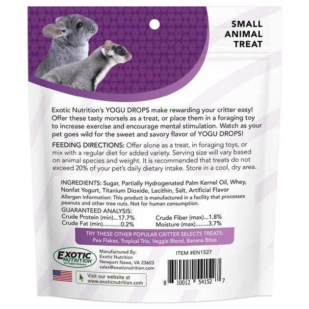 Exotic Nutrition Critter Selects Yogurt Drops Small Pet Treat - Nail Gallerys