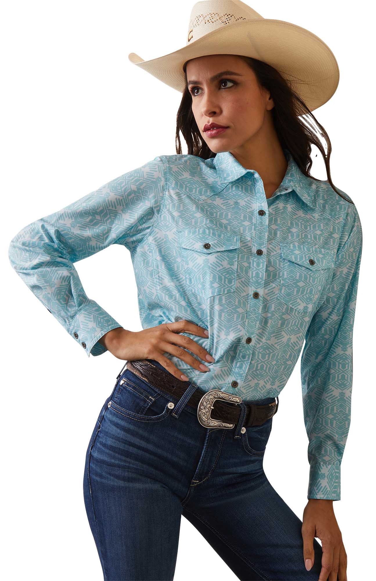 Ariat Women's Western VenTek Stretch Shirt, Zia Print - Nail Gallerys