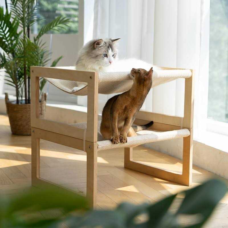 FUKUMARU Dog Bed Large Breathable Cat Bed Wooden Cat Hammock for Outdoor - Nail Gallerys