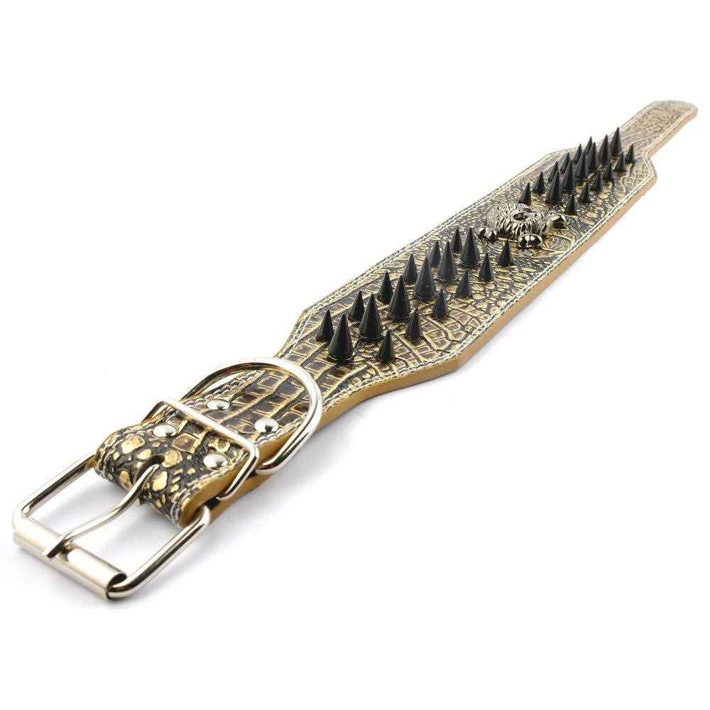 Berry Pet 3 Inch Width Sharp Spiked Studded Leather Dog Collar for Training,Sports,Walking,Travel,Dog Show,Heavy Duty,Medium Dogs,Pitbull - Nail Gallerys