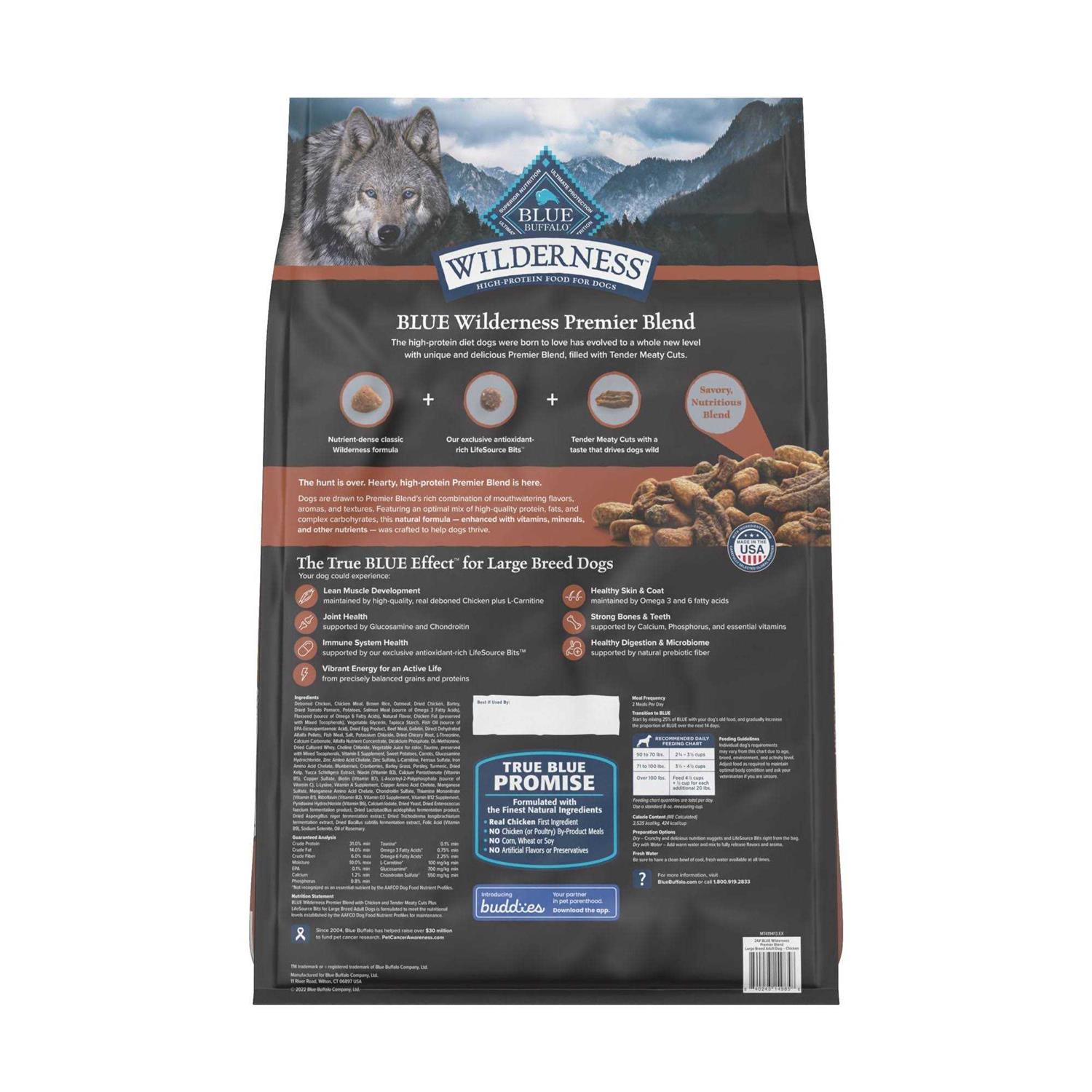 Blue Buffalo Blue Wilderness Premier Blend with Meaty Cuts Chicken Large Breed Adult Dry Dog Food - Nail Gallerys