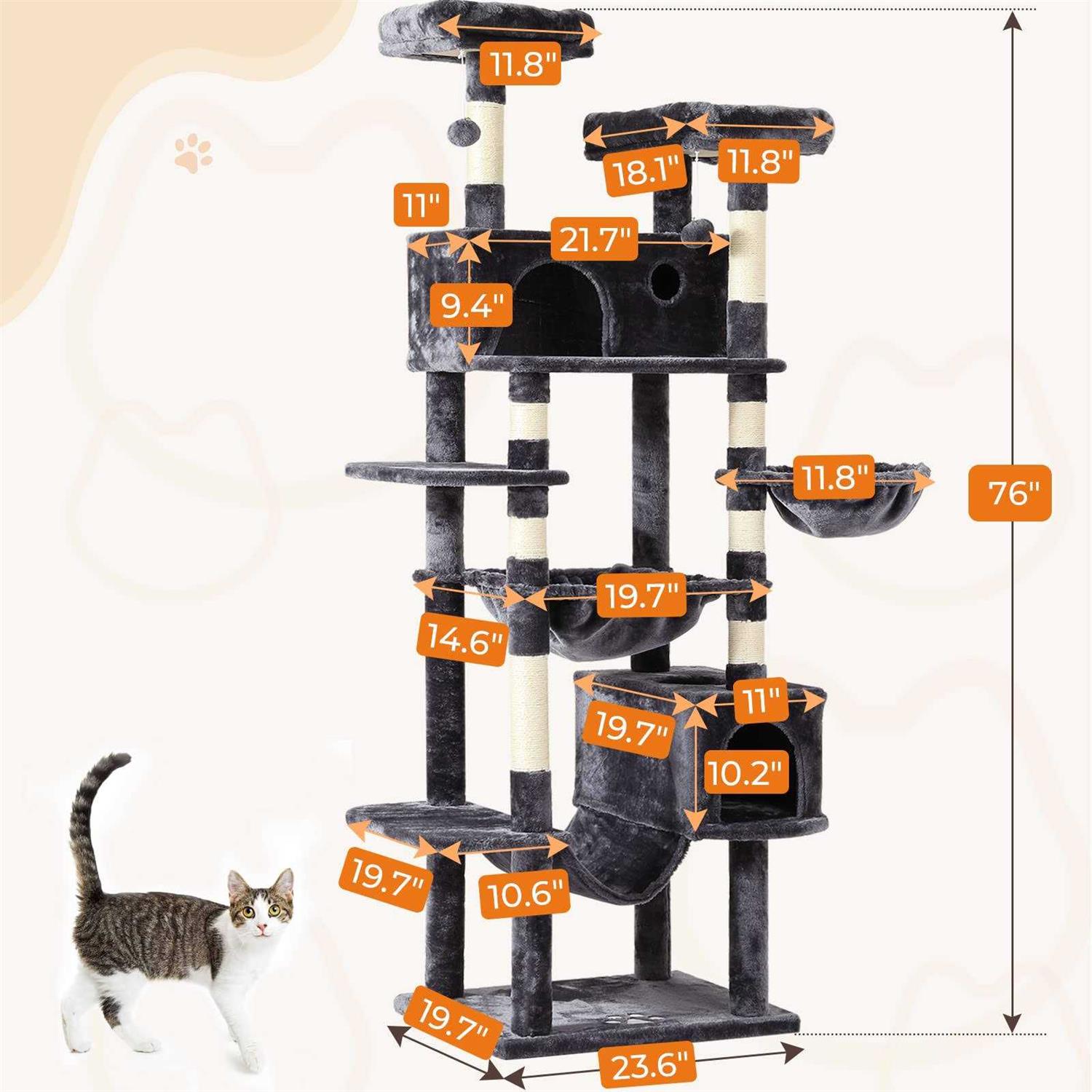 MSmask Cat Tree Cat Tower with 3 - Nail Gallerys