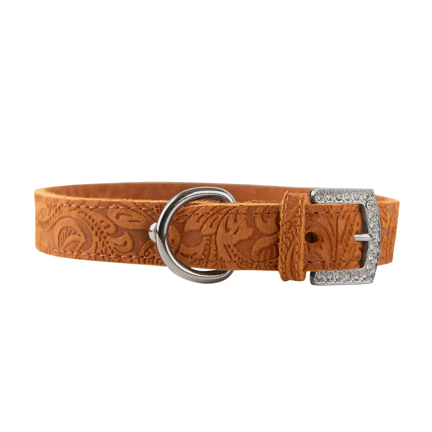 Crystal Buckle Made in USA Leather Dog Collar - Nail Gallerys