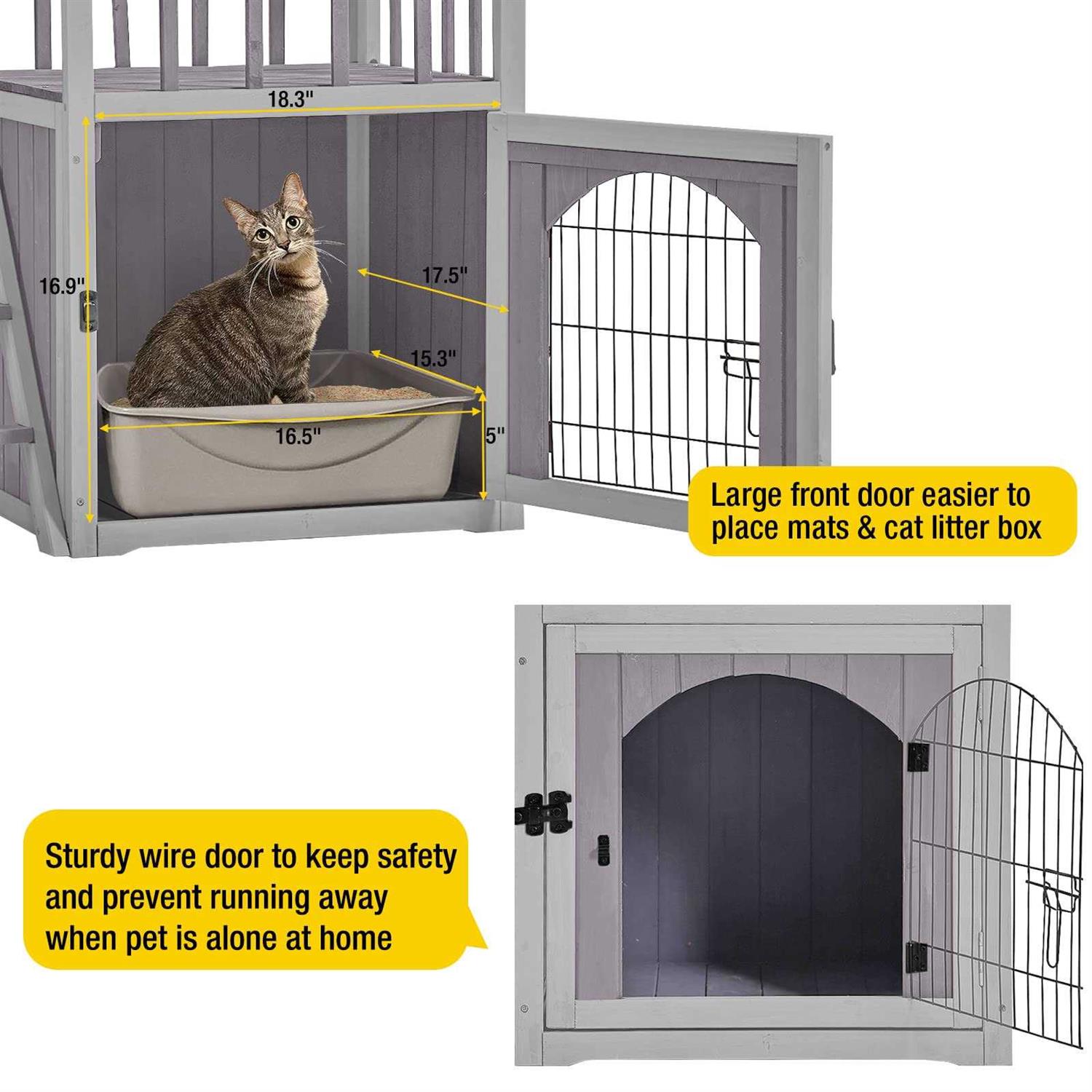 aivituvin dog house feral cat house outdoor and indoor,pet houses with stairs,2 storys - Nail Gallerys