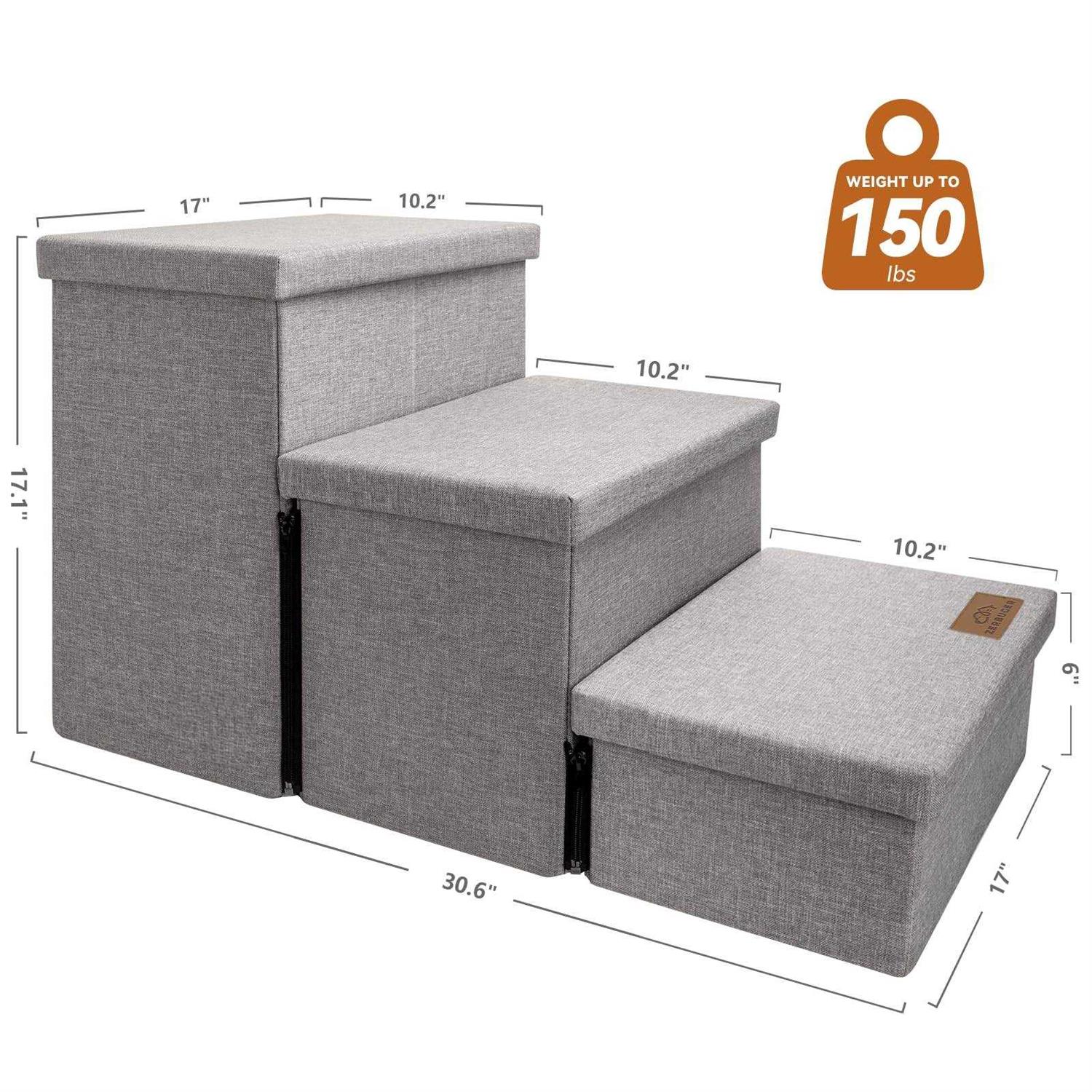 Dog Stairs, Dog Steps for High Beds, Foldable Pet Stairs for Small Medium or Large Dogs Puppy with Storage for Bed and Couch - Nail Gallerys