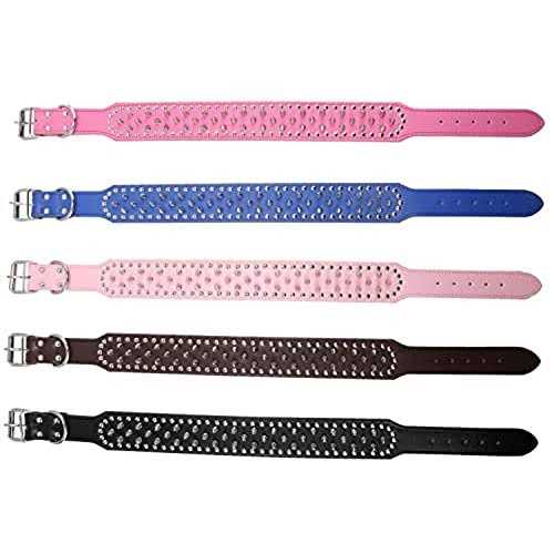Hoot Pu Leather Adjustable Spiked Studded Dog Collar 2 Wide Spikes - Nail Gallerys