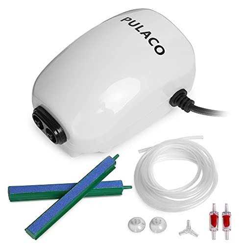 PULACO Ultra Quiet Aquarium Air Pump Dual Outlet Fish Tank Aerator Pump with Accessories - Nail Gallerys