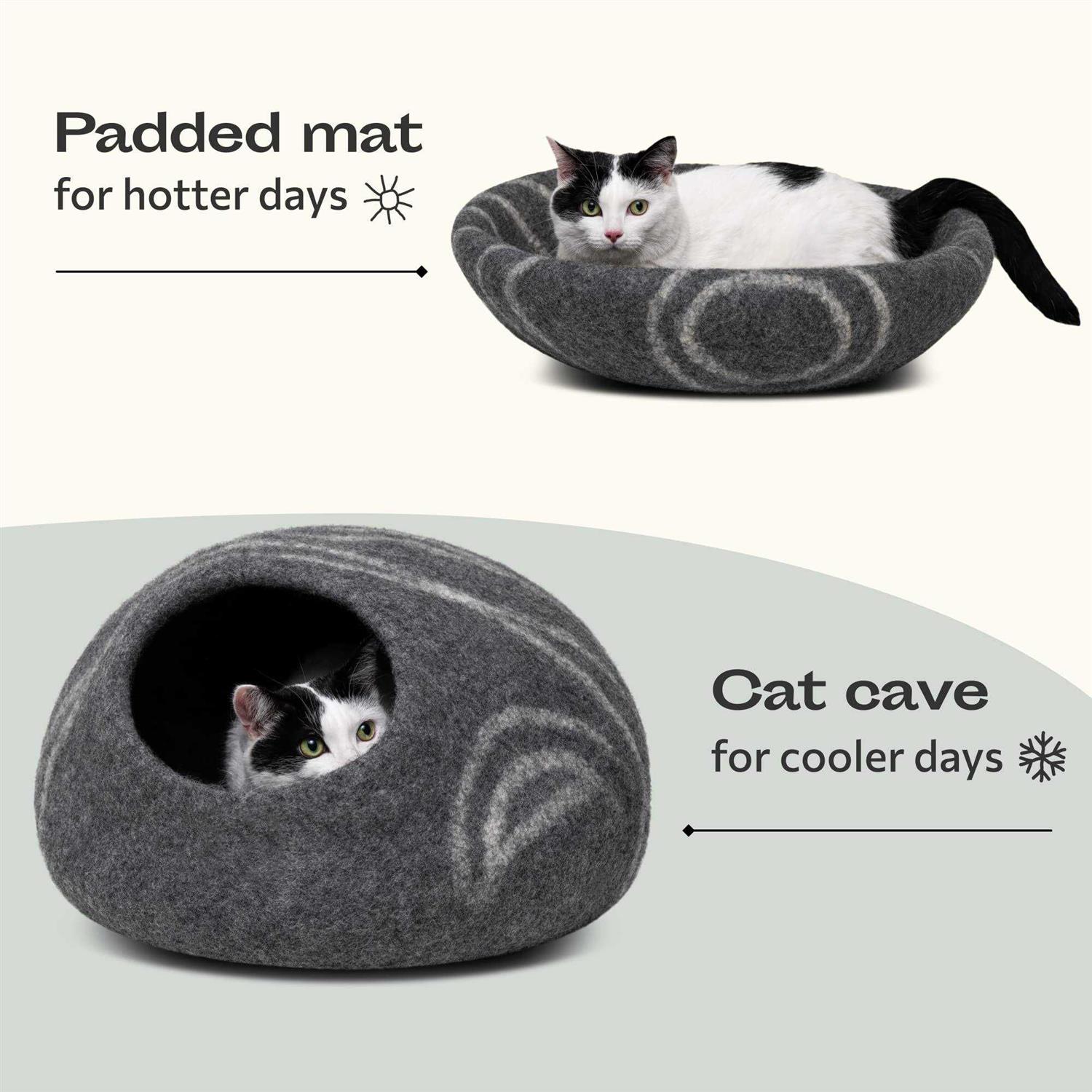 MEOWFIA Premium Felt Cat Bed Cave Handmade 100% Merino Wool Bed for Cats and Kittens - Nail Gallerys