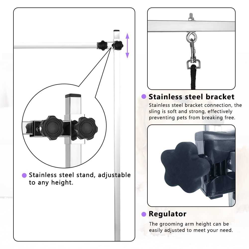 LEIBOU 45” Professional Foldable Heavy Duty Dog Pet Grooming Table with Tool Holder H-Shape Arm & Noose & Mesh Tray - Nail Gallerys