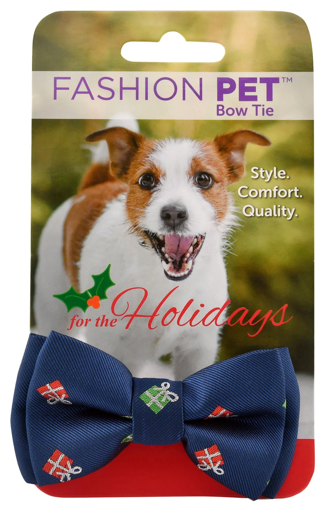 Present Motif Christmas Dog Bow Tie - Nail Gallerys
