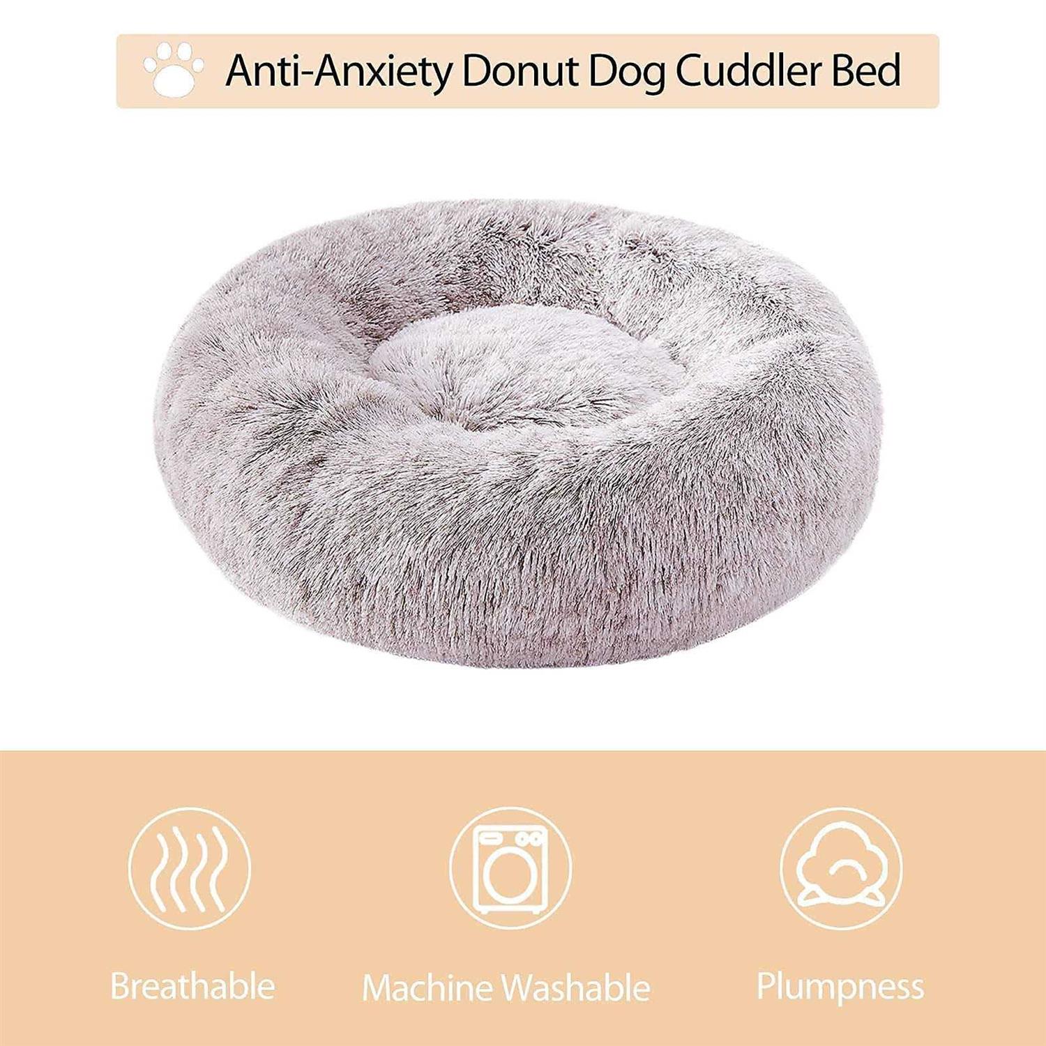 WNPETHOME Calming Dog Bed & cat Bed,Small Dog Bed Donut Faux Fur Anti-Anxiety Dog Bed Dog Pet Bed for Small Dogs - Nail Gallerys