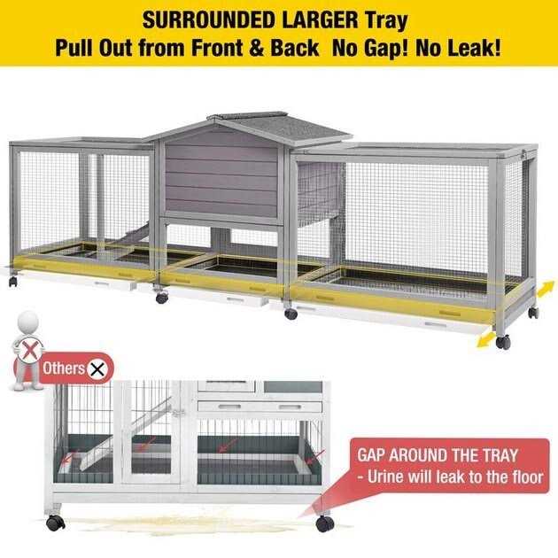 Aivituvin Indoor Rabbit House Easy Moving Large Bunny Hutch AIR65 - Nail Gallerys