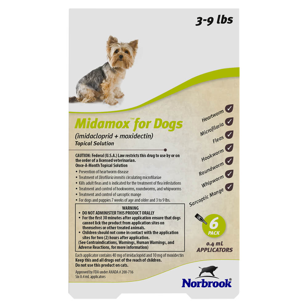 Midamox (imidacloprid + moxidectin) Once-A-Month Topical Solution for Dogs, 6 Pack - Nail Gallerys