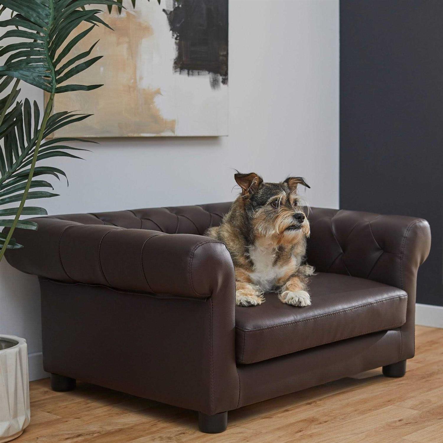 Frisco Leatherette Tufted Sofa Cat & Dog Bed - Nail Gallerys