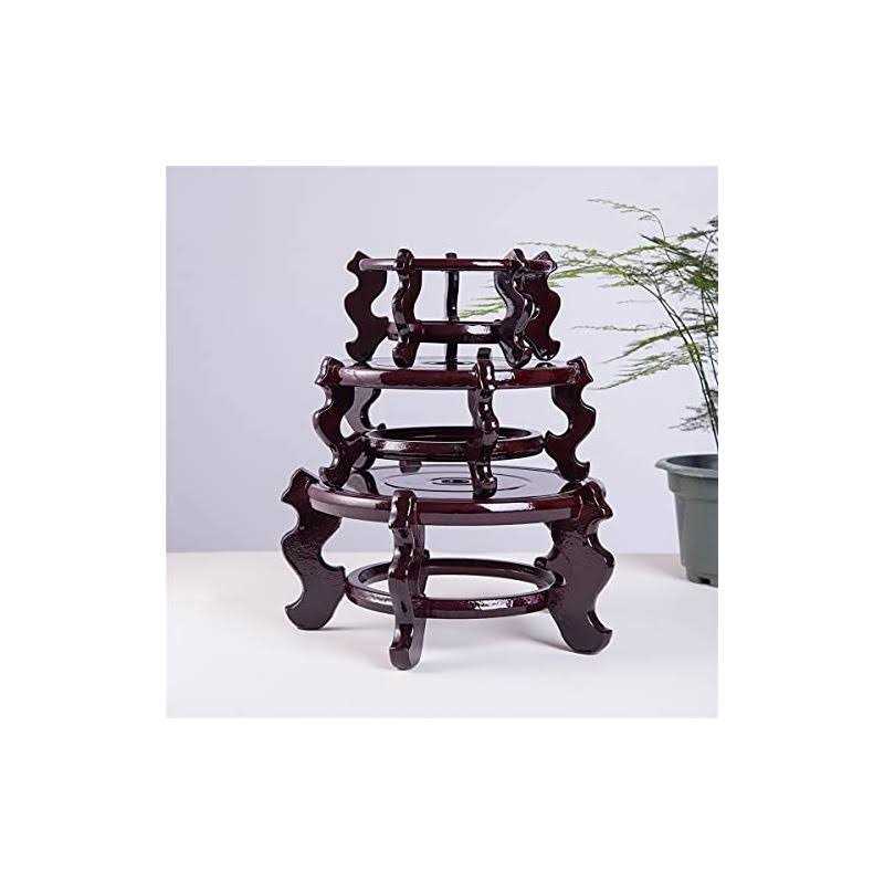 Thy Collectibles Beautiful Hand Craft Rosewood Oriental Fishbowl Vase Stand Round 5 - Nail Gallerys