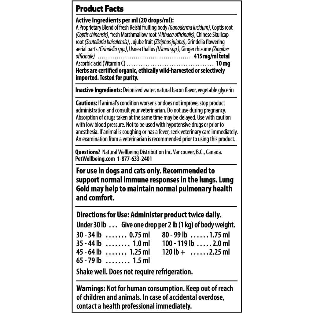 Pet Wellbeing Lung Gold for Cats - Nail Gallerys