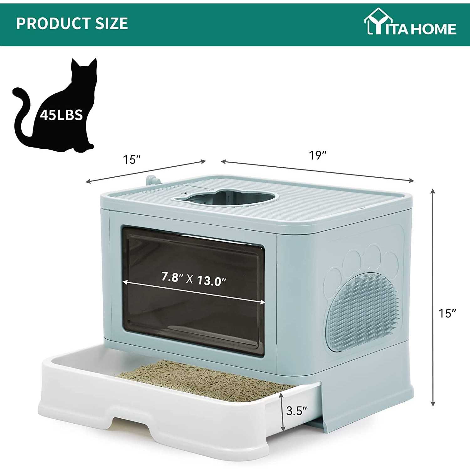 YITAHOME Large Enclosed Cat Litter Box with Lid Cover - Nail Gallerys