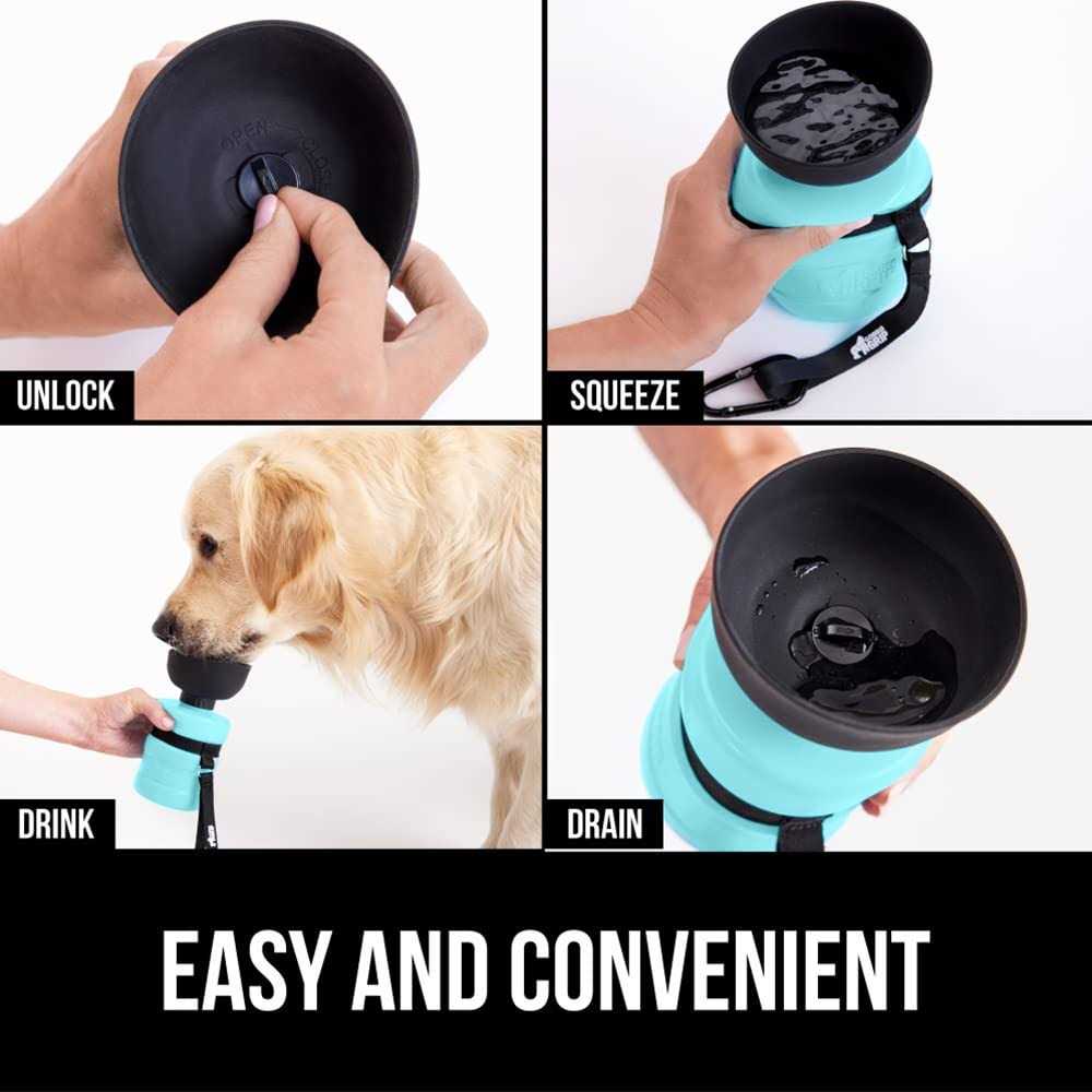 Gorilla Grip Leak Proof Portable Dog Water Bottle Multifunction Design with Bowl Cap - Nail Gallerys