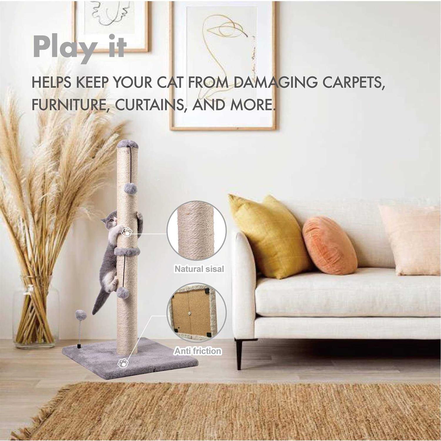 MECOOL Cat Scratching Post Premium Basics Kitten Scratcher Sisal Scratch Posts Hanging Ball Cats - Nail Gallerys