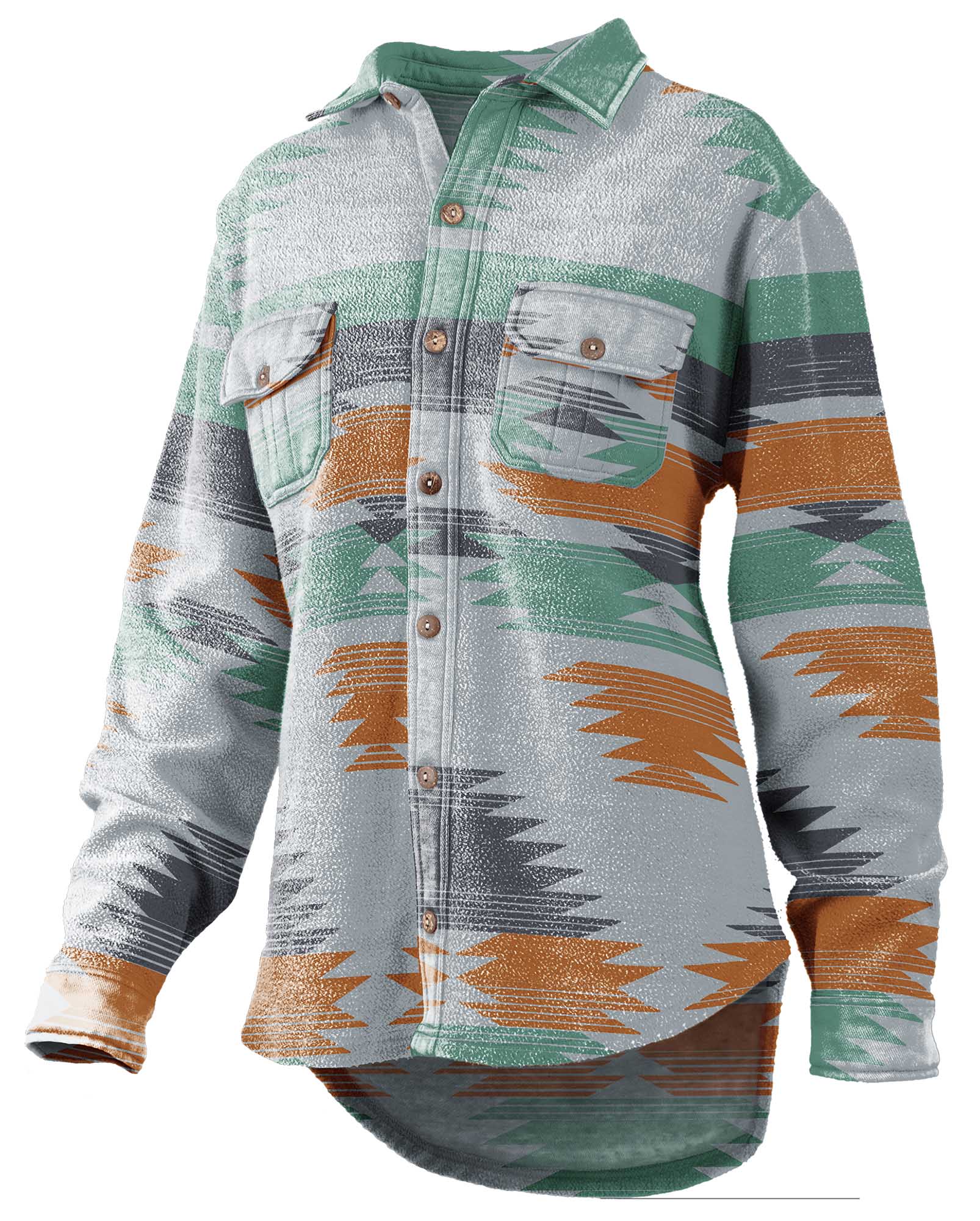 Turnrows Women's Aztec Reversed Fleece Shacket - Nail Gallerys