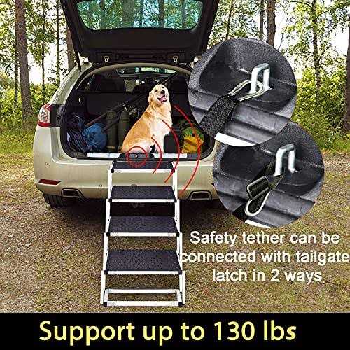 LUFFWELL 19.2” Extra Wide Dog Car Stairs, Foldable Dog Car Ramp with Nonslip Surface for Cars, Truck and SUV - Nail Gallerys