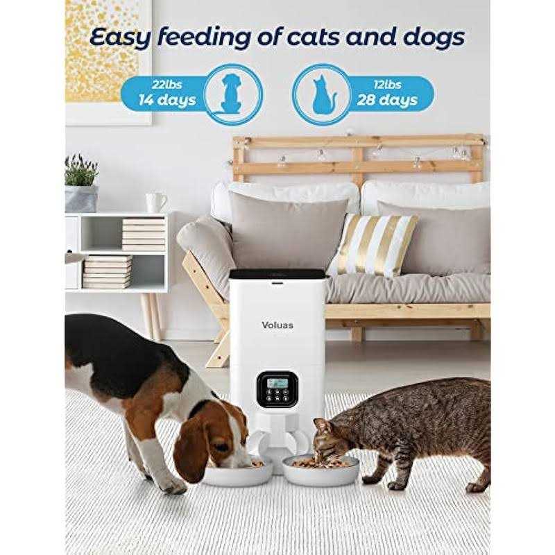 Voluas Automatic Cat Feeders for Two Cats Double Pet Feeder with 2 Stainless Steel Bowls - Nail Gallerys
