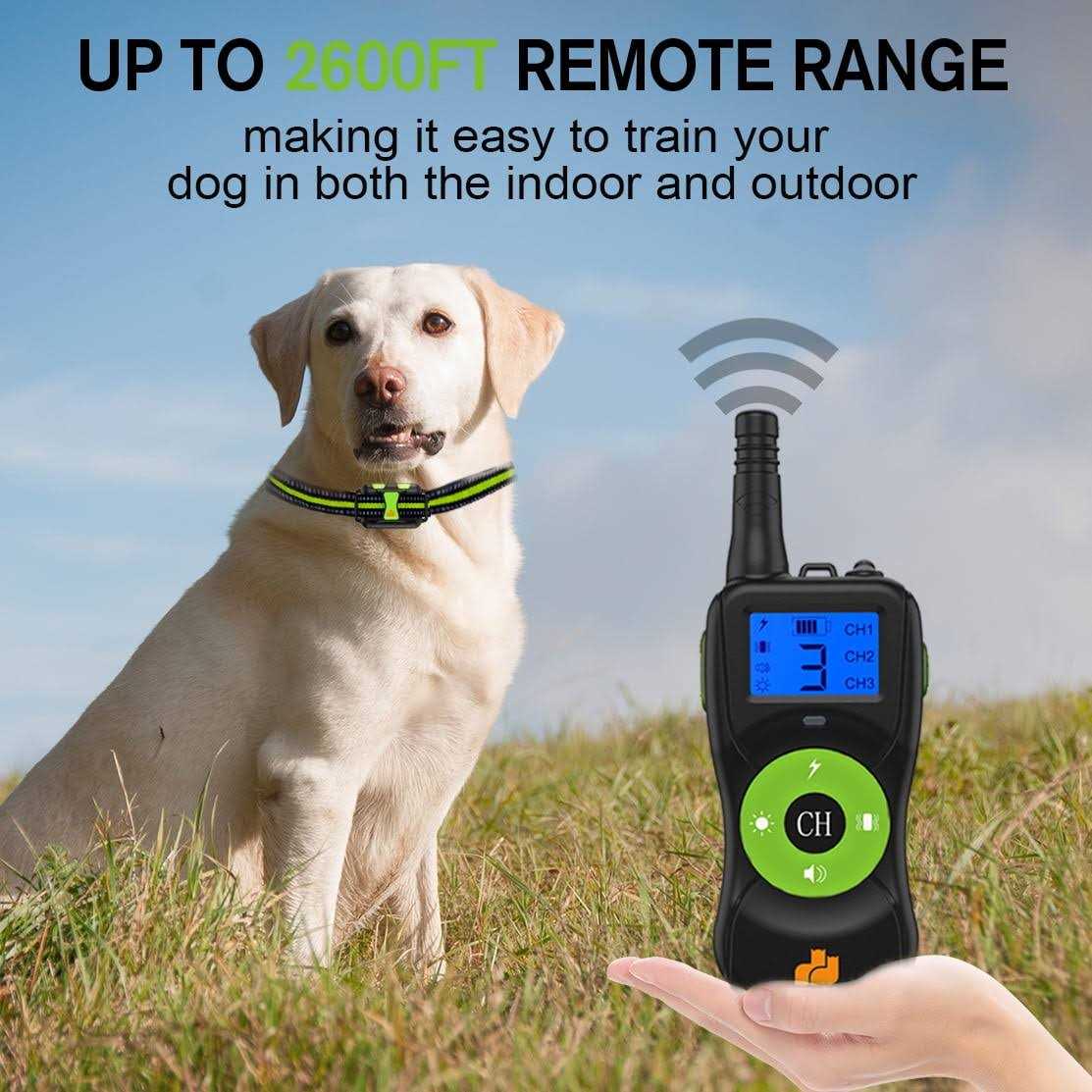 Groovypets Three-Dog Kit 800 Yard Waterproof Long-Life Rechargable Remote Dog Training Shock Collar System - Nail Gallerys