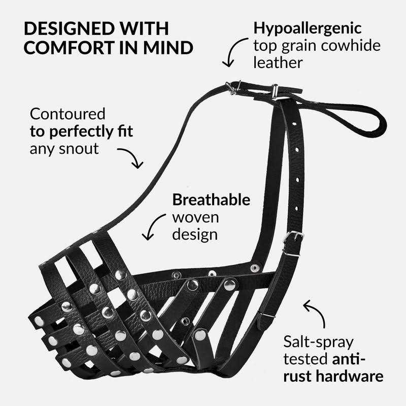 CollarDirect Dog Muzzle Pitbull Amstaff Basket Genuine Leather Staffordshire Terrier - Nail Gallerys