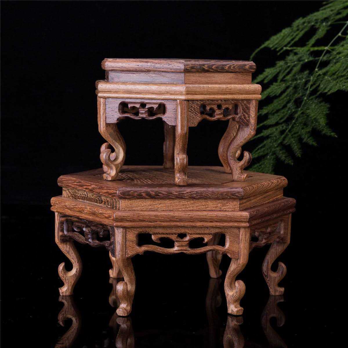 Beautiful Hand Craft Hexagon Rosewood Oriental Fishbowl Vase Stand - Nail Gallerys