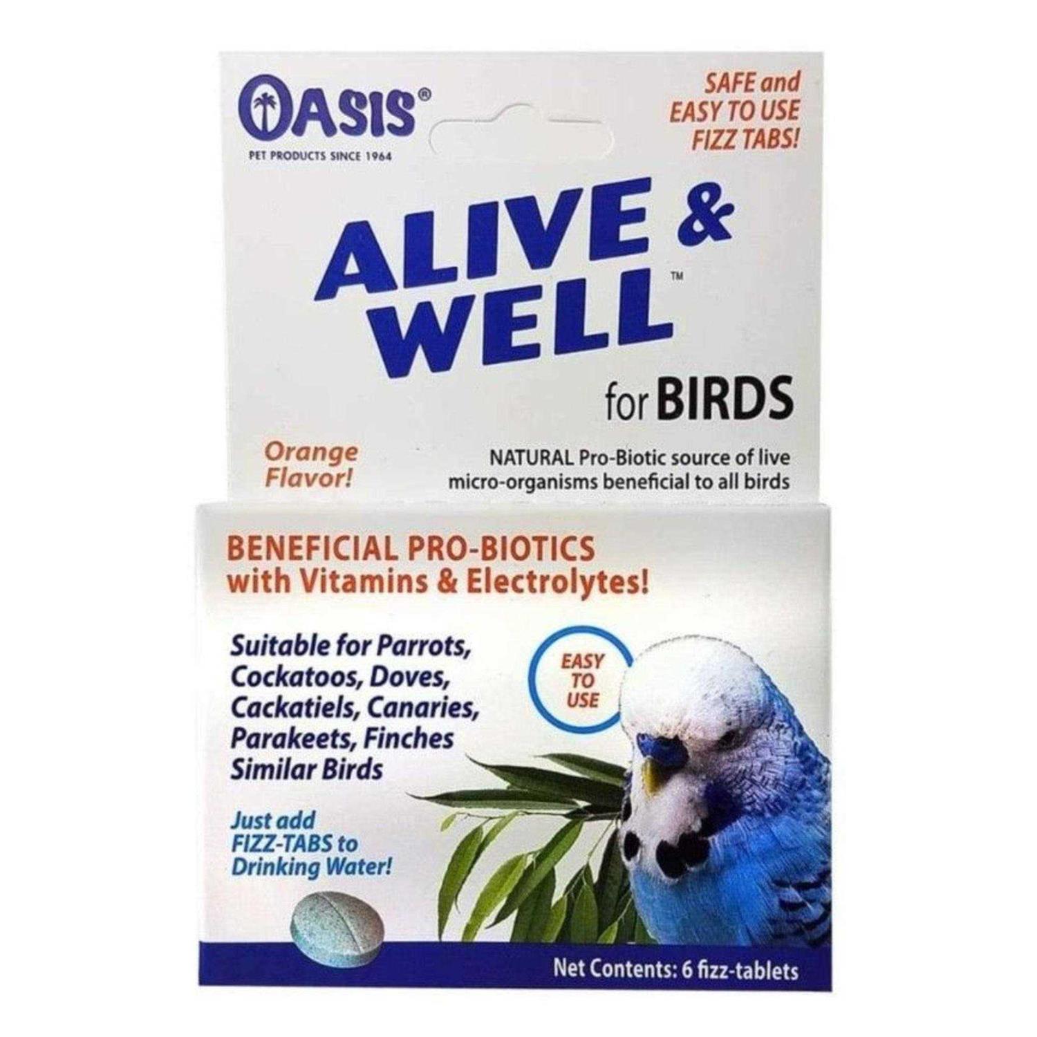 Oasis Alive and Well Stress Preventative & Pro-Biotic Tablets for Birds - Nail Gallerys