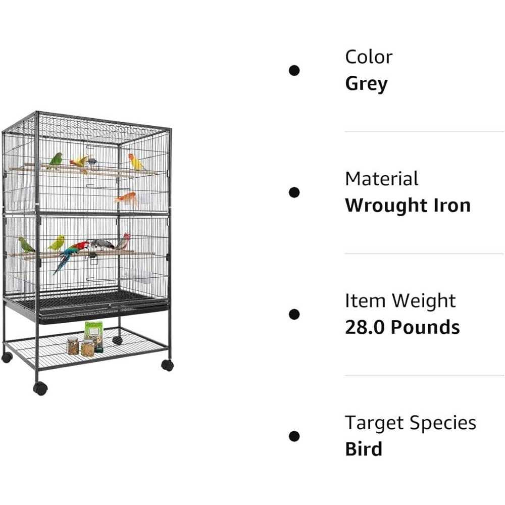 BestPet 35-inch Wrought Iron Bird Cage with Play Open Top and Rolling Stand,Black - Nail Gallerys