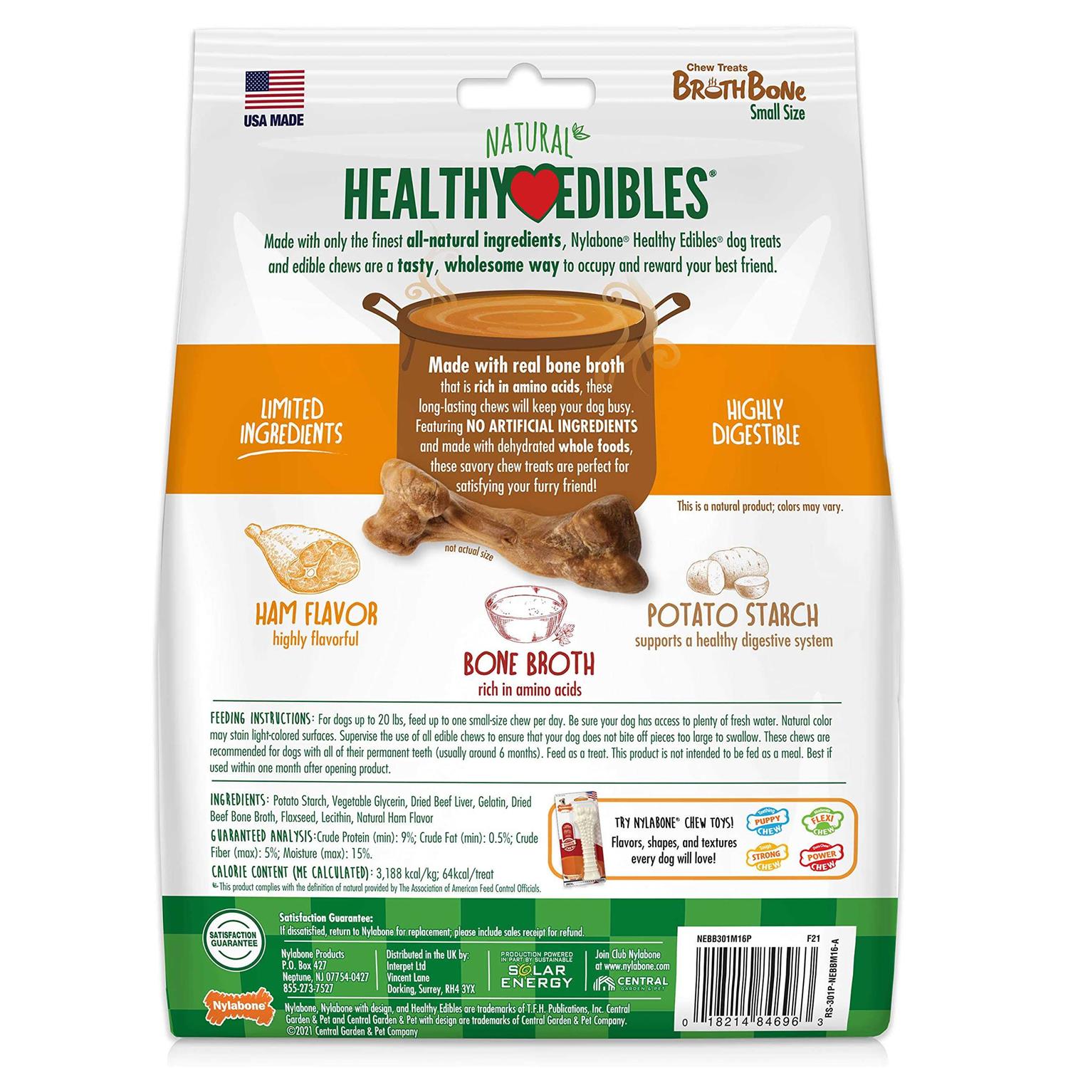 Nylabone Natural Healthy Edibles Broth Bone Chew Treats - Nail Gallerys
