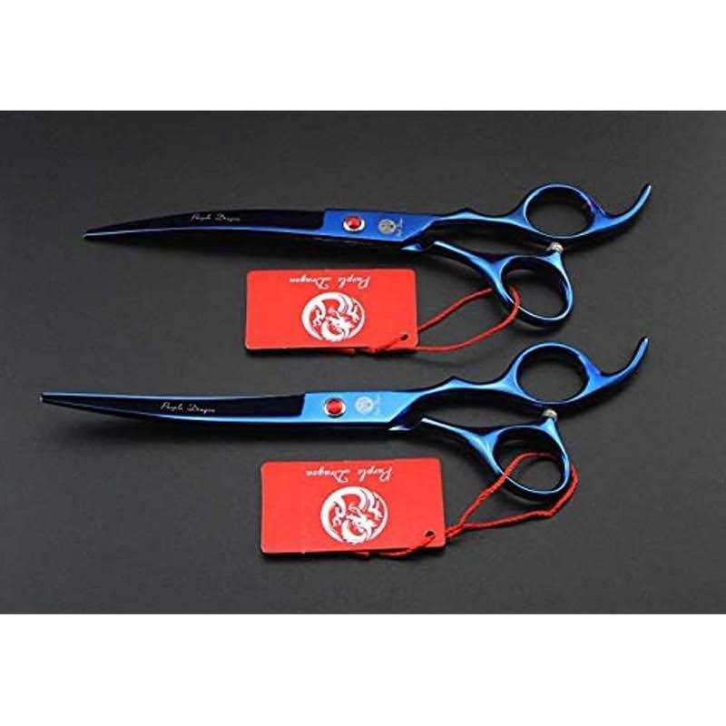 Purple Dragon Professional 7.0 inch 4PCS Pet Grooming Scissors Kit Japan Premium Steel Straight & Curved & Thinning Blade Dog Hair Cutting Shears Set - Nail Gallerys