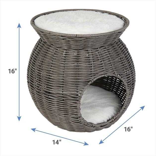 Frisco Round Wicker Cat Condo with Top Perch - Nail Gallerys